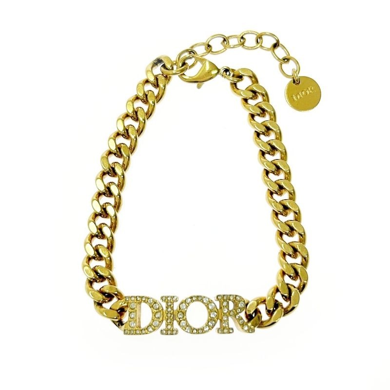 Christian Dior GP Rhinestone Evolution Logo Bracelet Gold