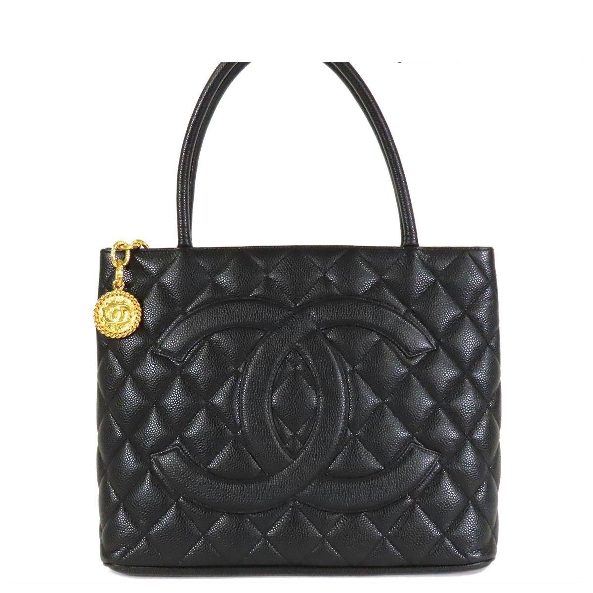Chanel Reissue Tote Bag Black Gold Caviar Leather