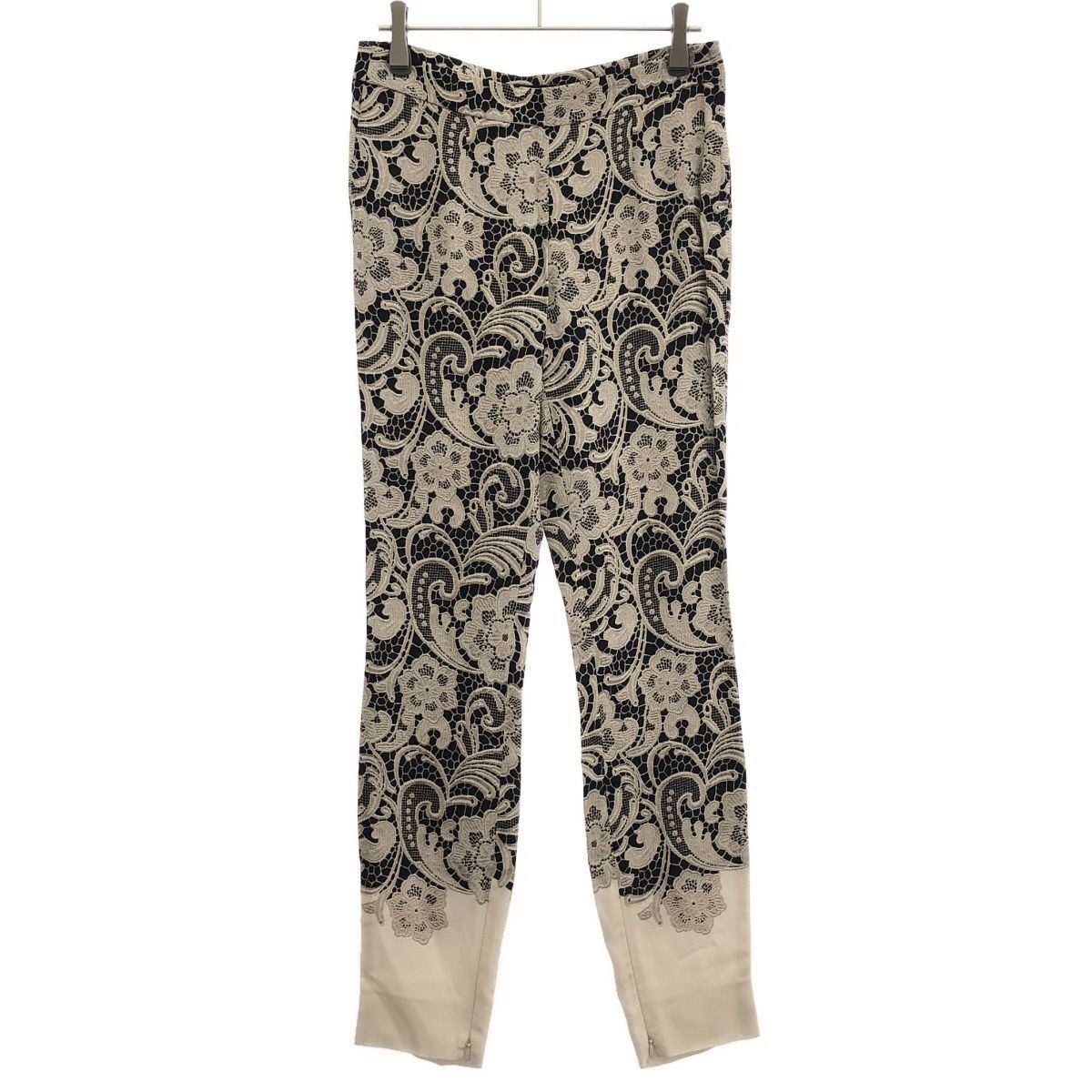 Dolce & Gabbana Paisley Print Rayon Tight Pants Ftzcet Frrca Black Ivory 36