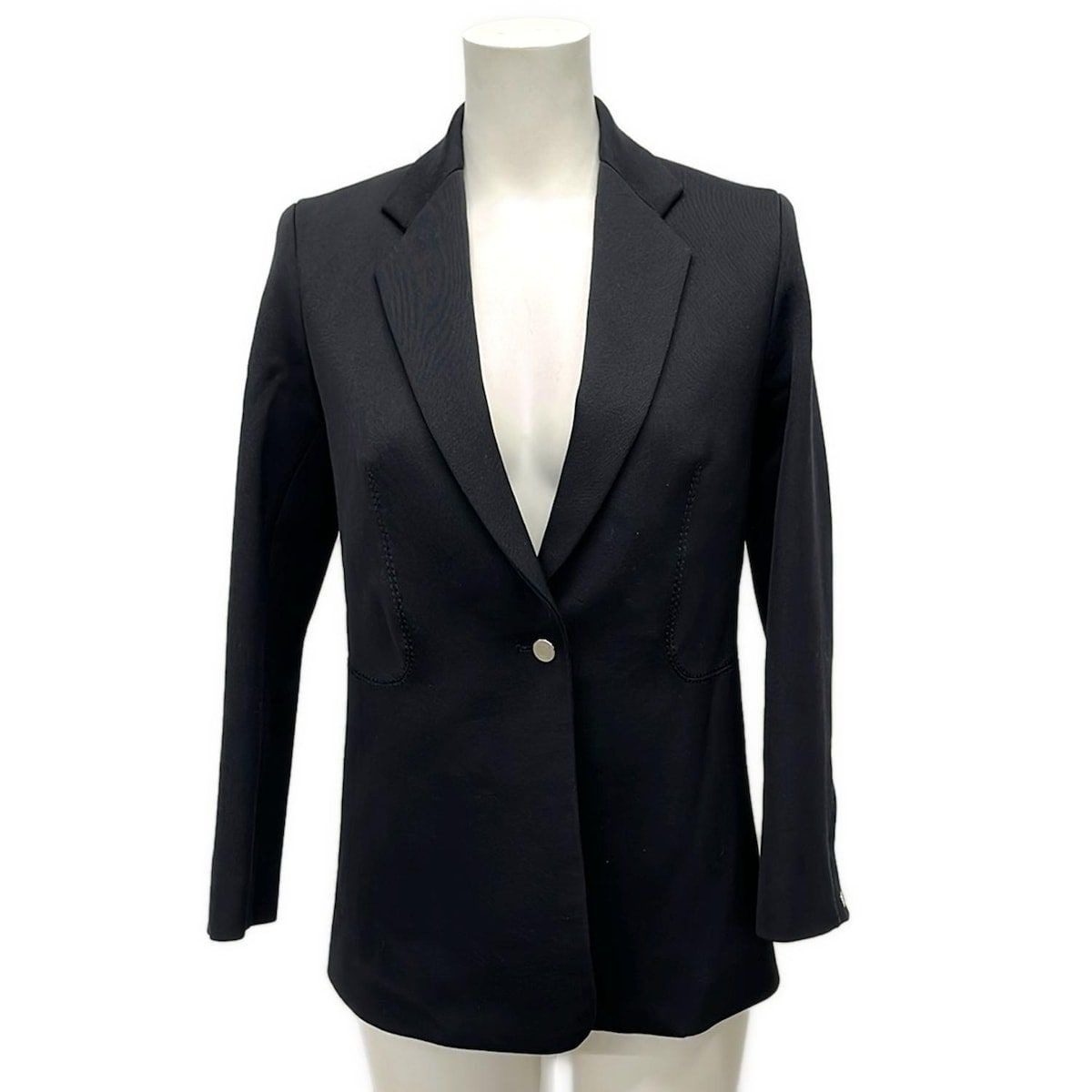 Hermes Jacket 34 S Dark Navy Long Sleeve Spring Autumn Series Button Wool