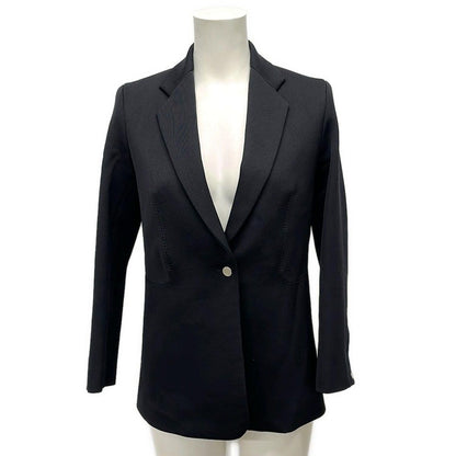 Hermes Jacket 34 S Dark Navy Long Sleeve Spring Autumn Series Button Wool