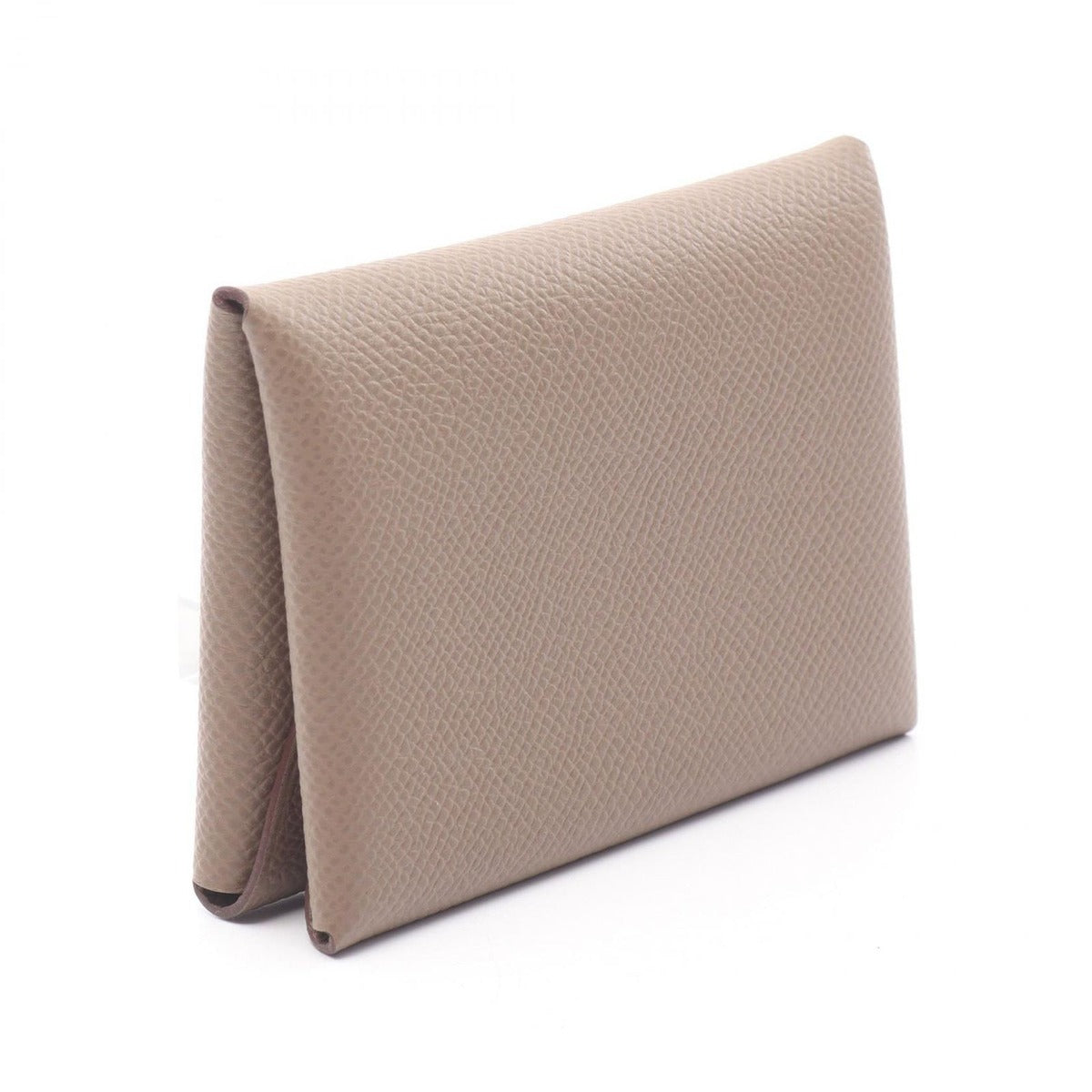 Hermes Coin Case Calvi Duo Etoupe Leather Beige — view 2