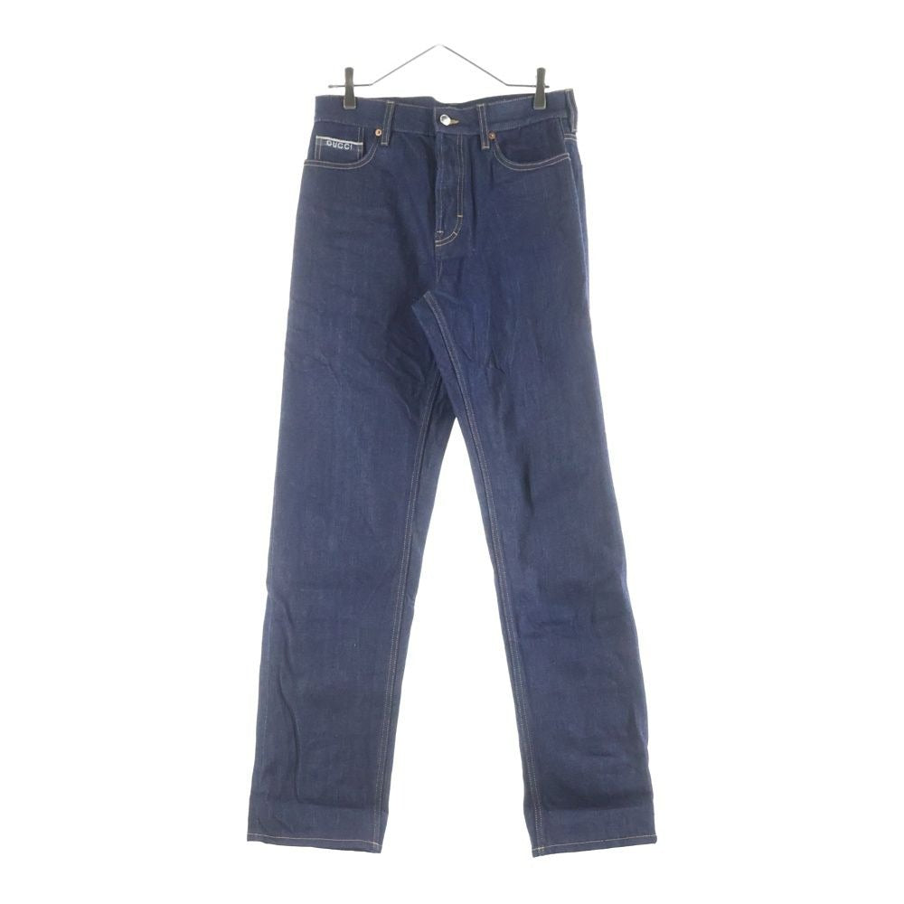 Gucci Enamel Patch Straight Denim Pants Blue