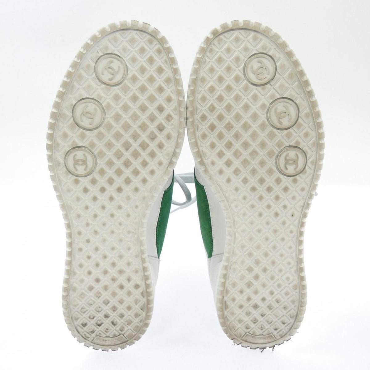 Chanel Tennis Sneakers Suede Calfskin White Green — view 4