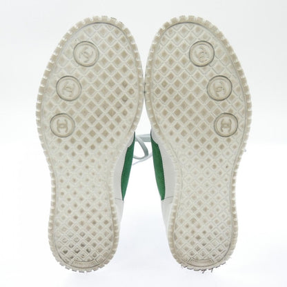 Chanel Tennis Sneakers Suede Calfskin White Green — view 4