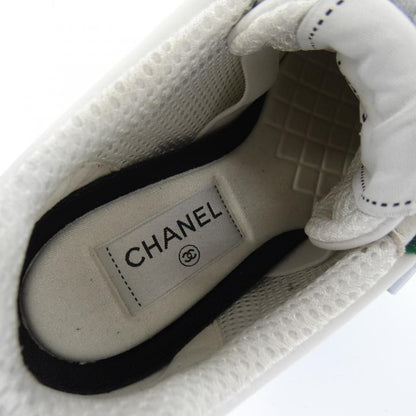 Chanel Tennis Sneakers Suede Calfskin White Green — view 6