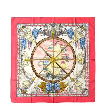 Hermes Scarf Carre 90 Pink White Vive le Vent
