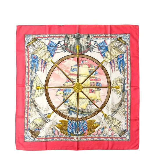 Hermes Scarf Carre 90 Pink White Vive le Vent