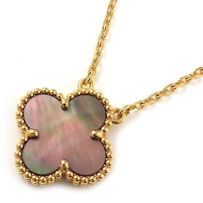 Van Cleef & Arpels Necklace Vintage Alhambra Gray Shell 18K Pink