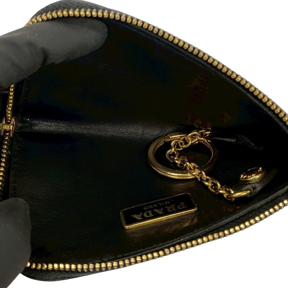 Prada Logo Leather Coin Purse Key Ring Key Chain L — view 7