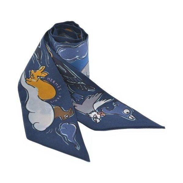 Hermes Bandana Scarf Blue — view 3
