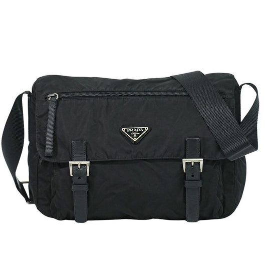 Prada Nylon Shoulder Bag Pochette Black