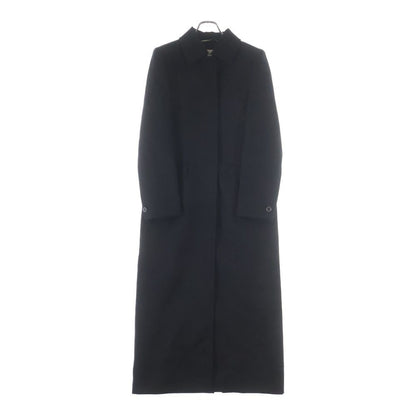Hermes Manteau Tailleur Extra Long Button Wool Stainless Steel Coat Black