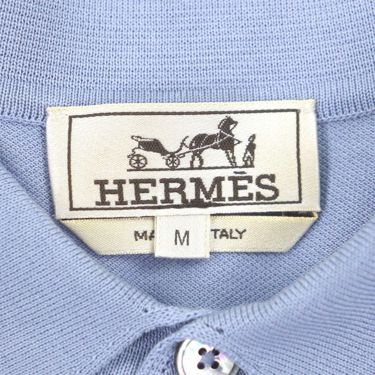 Hermes Cotton H Logo Embroidery with Pocket Short Sleeve Polo Shirt Purple — view 6