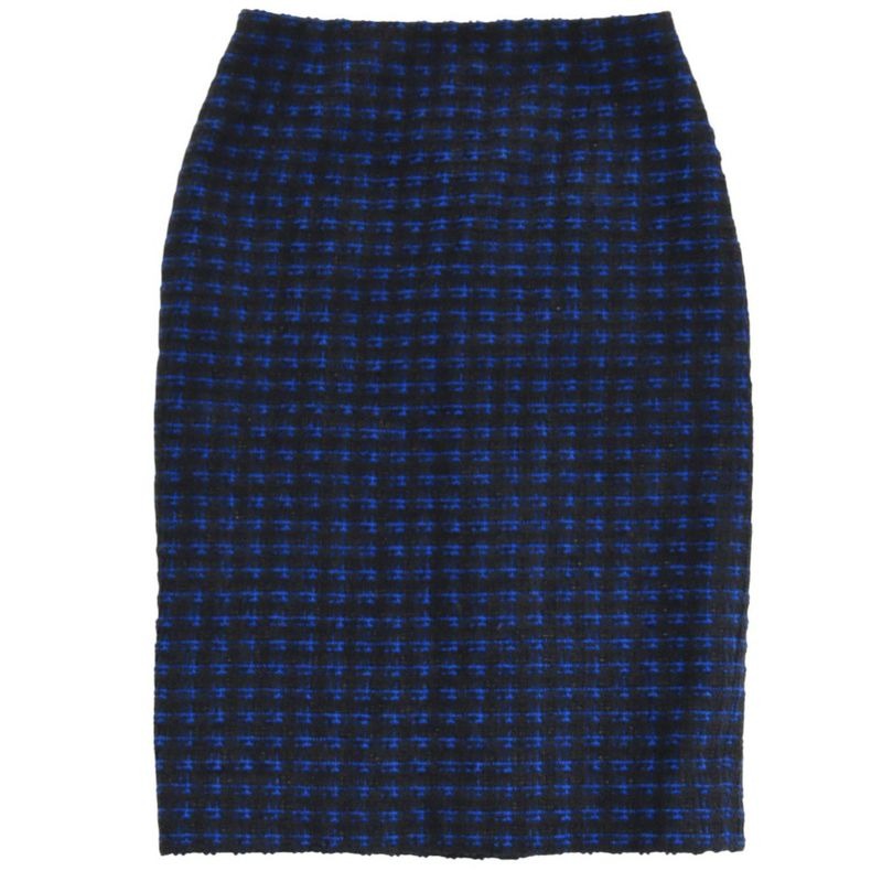 Chanel Coco Mark Button Tweed Skirt Checked Knee-length Polyester Wool