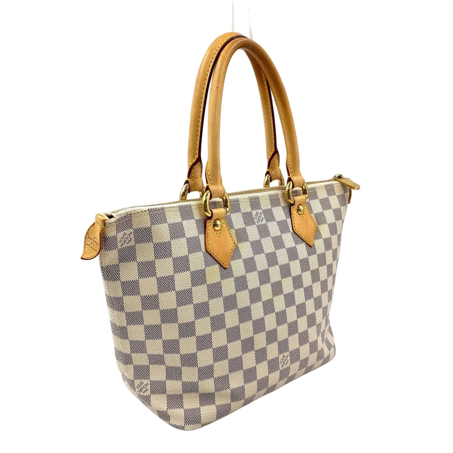 Louis Vuitton Saleya PM Damier Azur Leather White Tote Gold — view 2