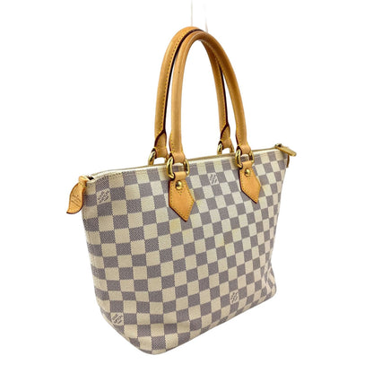 Louis Vuitton Saleya PM Damier Azur Leather White Tote Gold — view 2