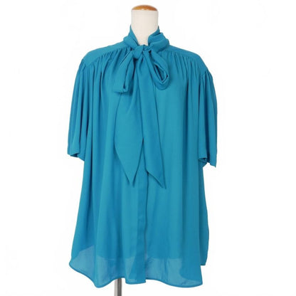 Balenciaga 20 SS Scarf Ribbon Blouse Shirt Oversize Short Sleeve 36 Blue