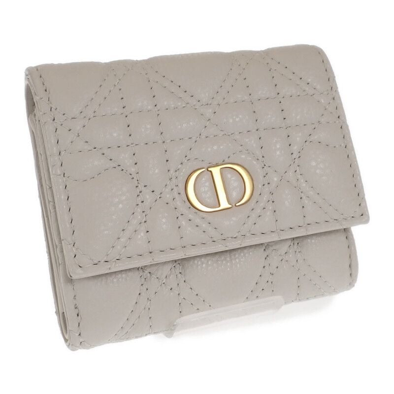 Christian Dior Caro Hibiscus Wallet S5175 Unid m030 Trifold Calf White
