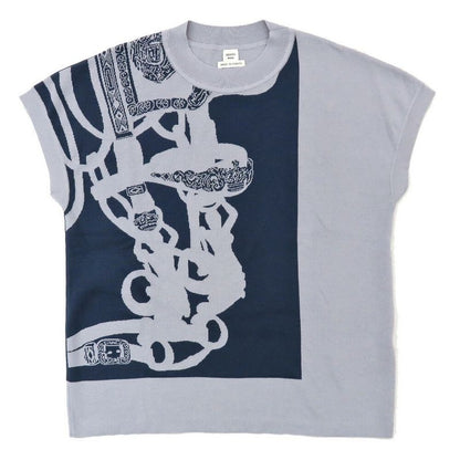 Hermes Knit Top 5 E2685 da Sleeveless Gray Navy 38