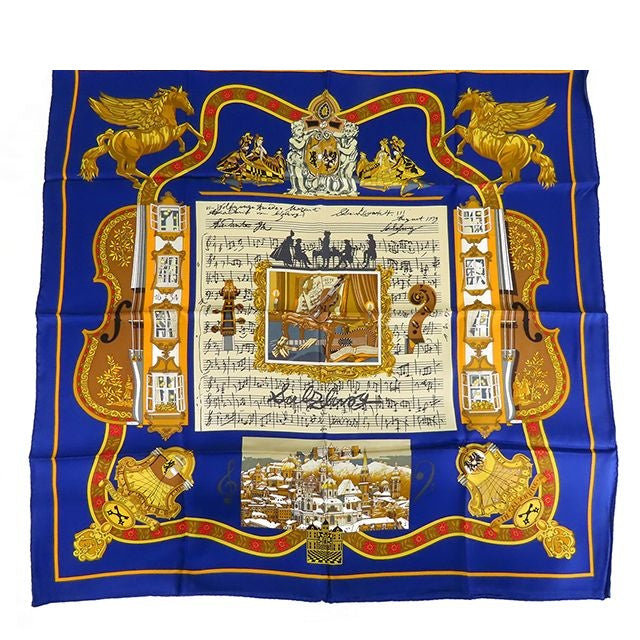 Hermes Carre 90 Blue Multicolor Silk in Salzburg Scarf