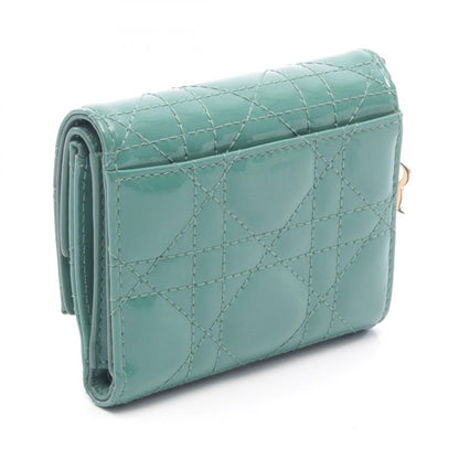 Dior Trifold Wallet Lady Lotus Blue Green Patent Leather Handbag — view 2