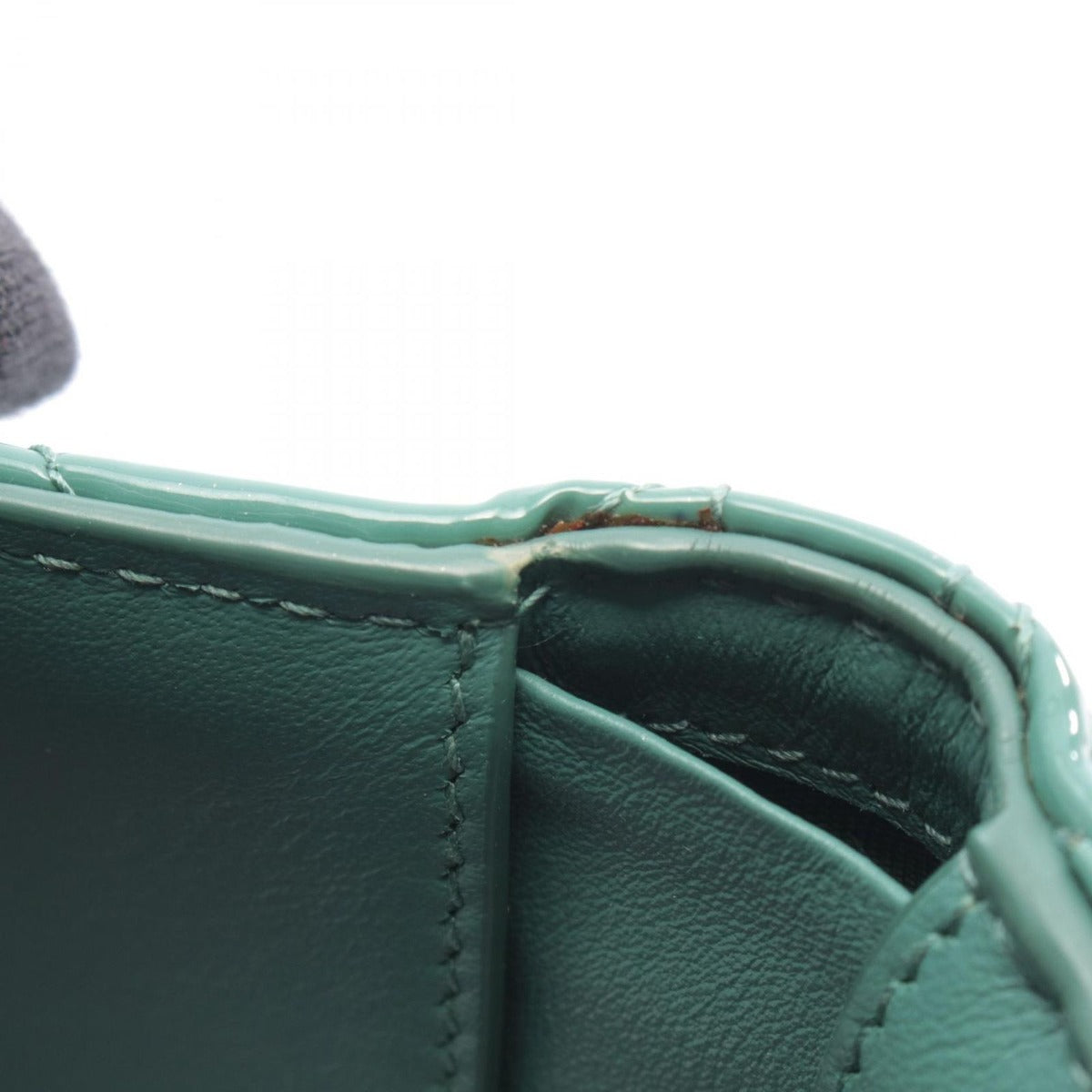 Dior Trifold Wallet Lady Lotus Blue Green Patent Leather Handbag — view 8