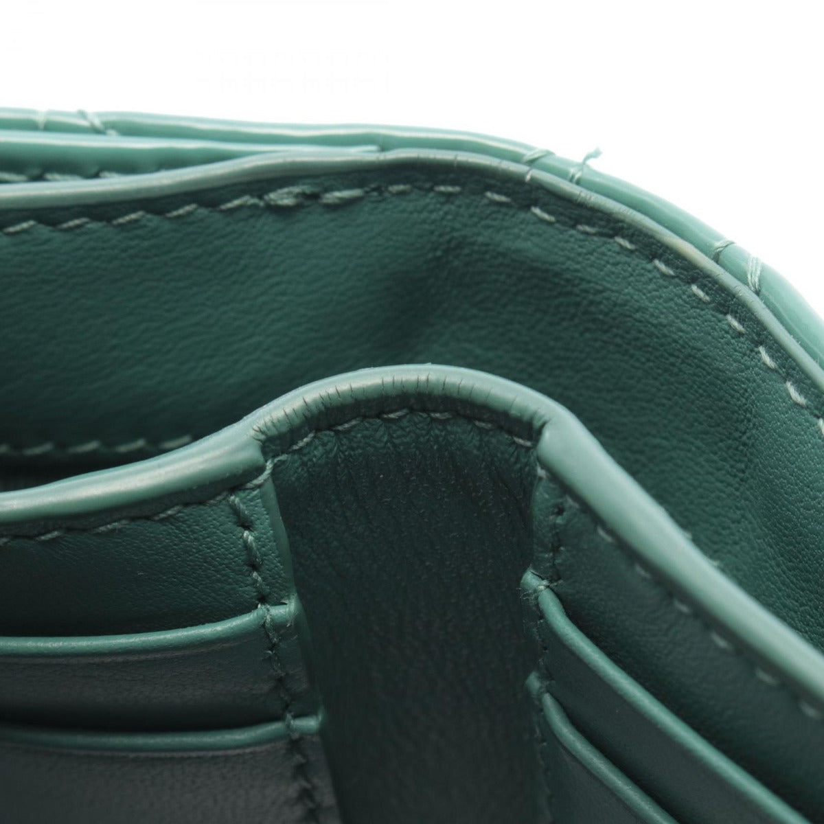 Dior Trifold Wallet Lady Lotus Blue Green Patent Leather Handbag — view 9