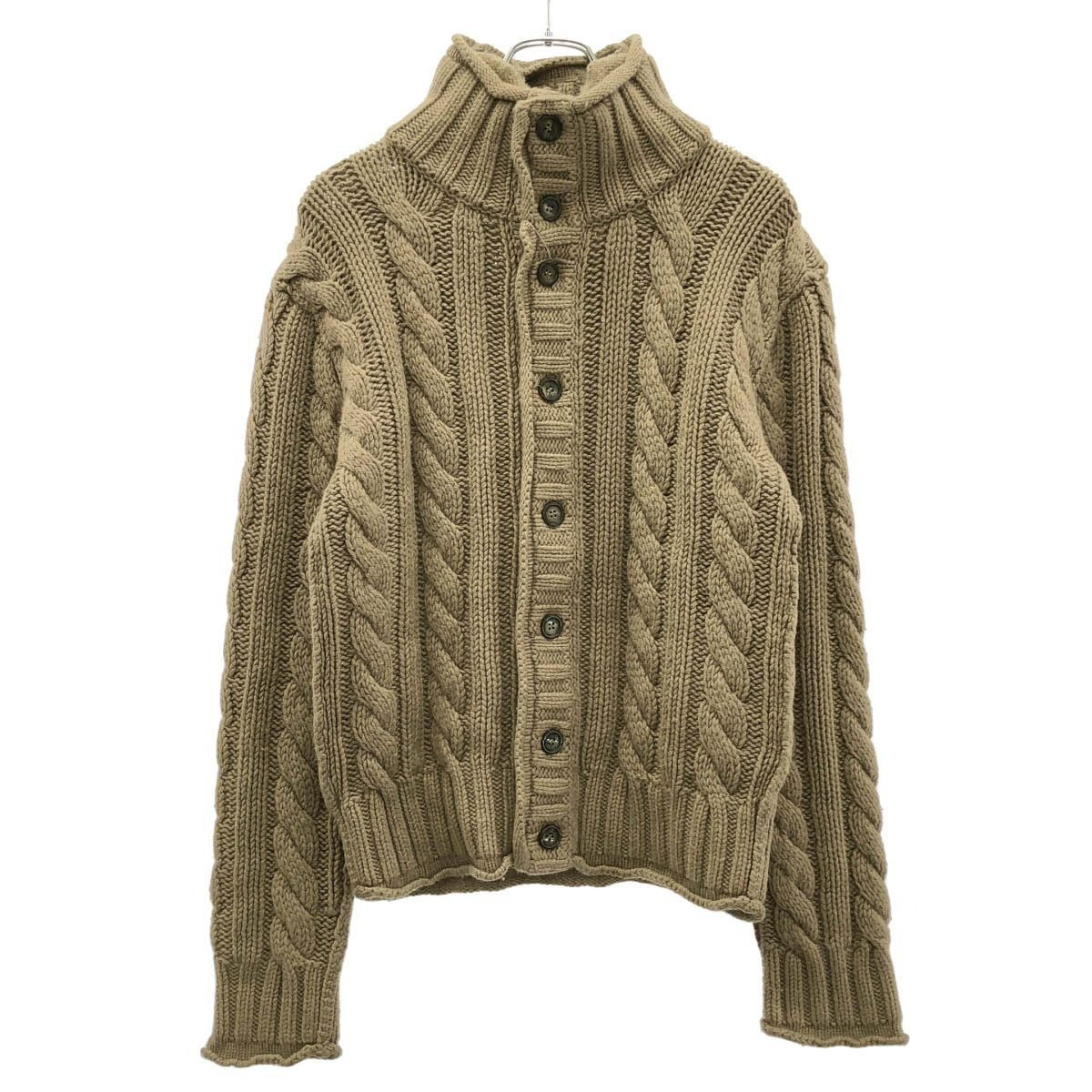 Dolce & Gabbana Cable Knit Logo Cardigan Brown