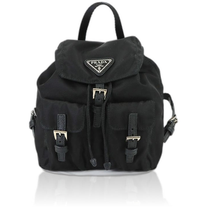 Prada Round Shoulder Pouch Nylon Black Silver