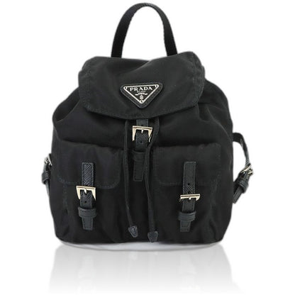 Prada Round Shoulder Pouch Nylon Black Silver