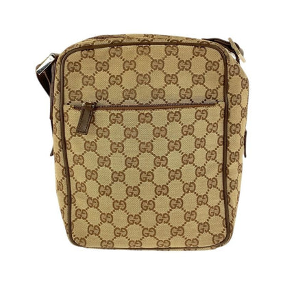 Gucci Beige Brown Silver Hardware GG Canvas Leather 018 1612 Shoulder Bag
