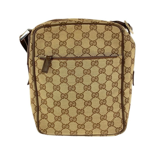 Gucci Beige Brown Silver Hardware GG Canvas Leather 018 1612 Shoulder Bag