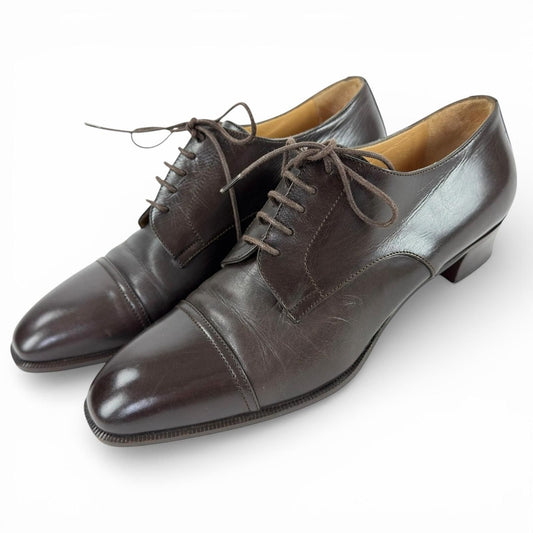Hermes Vintage Lace Up Leather Shoes Dark Brown 36.5