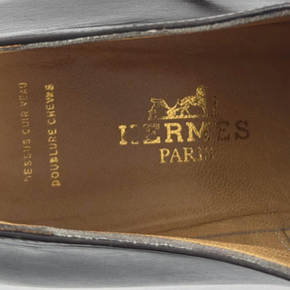 Hermes Vintage Lace Up Leather Shoes Dark Brown 36.5 — view 9