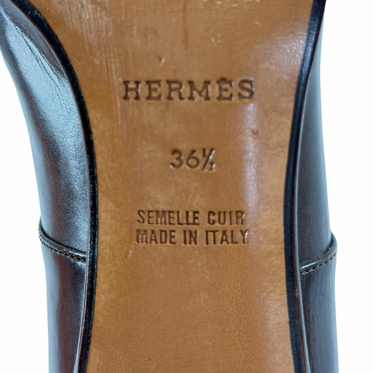 Hermes Vintage Lace Up Leather Shoes Dark Brown 36.5 — view 10