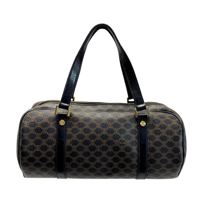 Celine Macadam Pattern Brown Drum Bag Gold Hardware