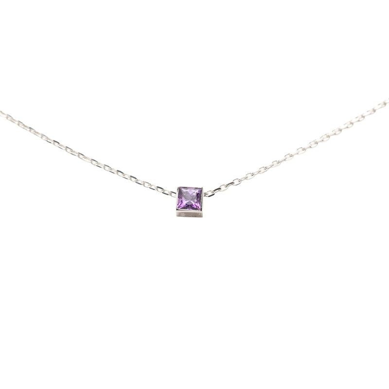 Gucci Cube Logo Pendant Necklace Silver 18K White Gold