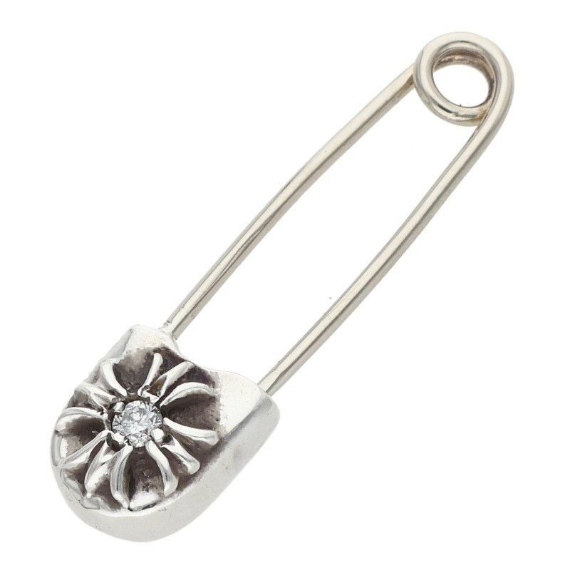 Chrome Hearts Safety Pin SM Small Pin 1 Diamond Silver Necklace Top