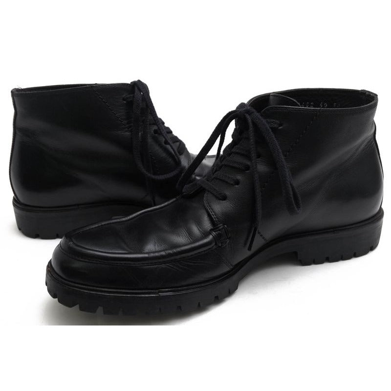Gucci Work Boots Shoes Men Leather Black lug Sole Mackay Method — view 3