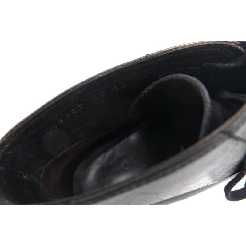 Gucci Work Boots Shoes Men Leather Black lug Sole Mackay Method — view 7