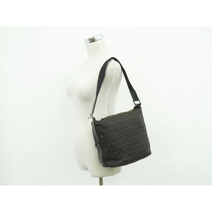 Fendi Zucchino Shoulder Bag Canvas Brown — view 7