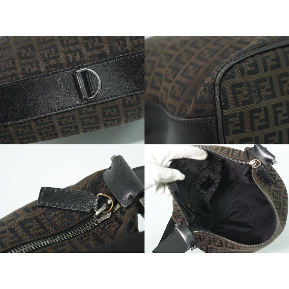 Fendi Zucchino Shoulder Bag Canvas Brown — view 8