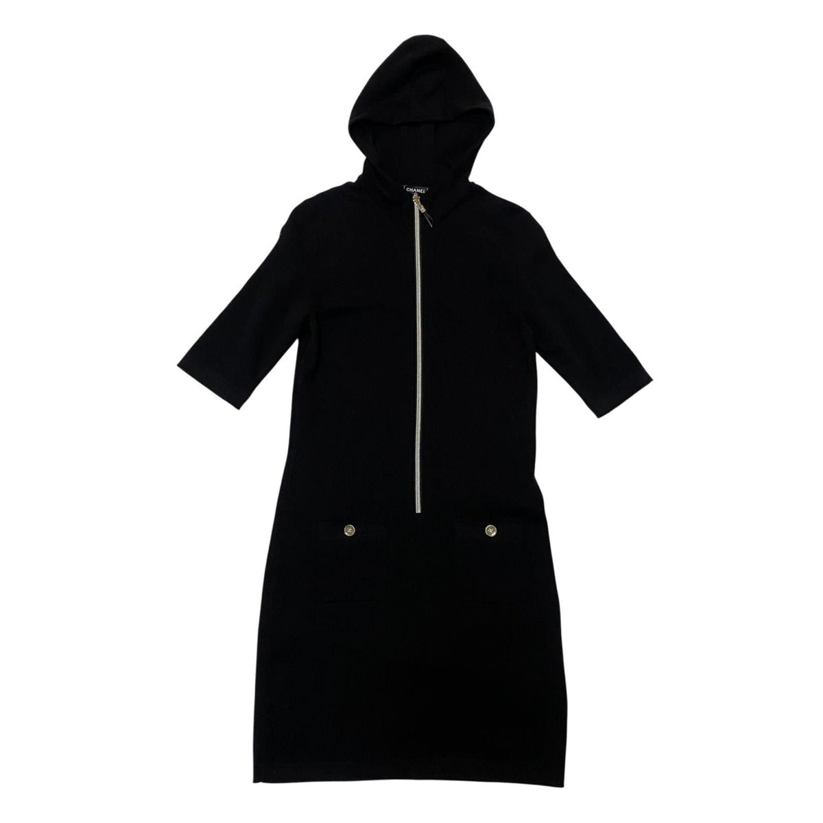 Chanel CC Logo Button Dress Cashmere 36