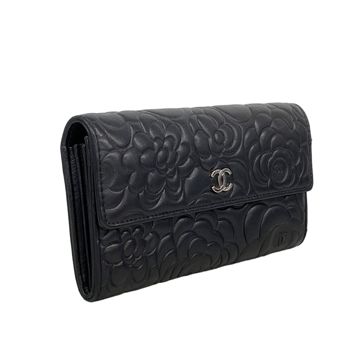 Chanel Wallet Camellia Lambskin Black Silver — view 2