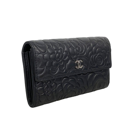 Chanel Wallet Camellia Lambskin Black Silver — view 2
