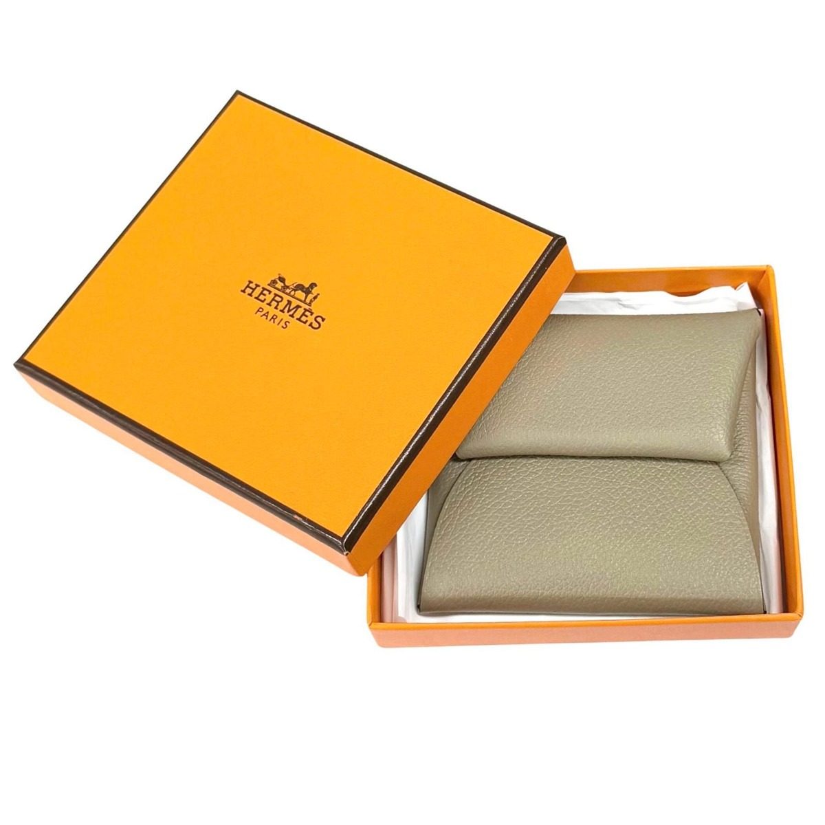 Hermes Bastia Beige Marfa Evercolor Silver Coin Case — view 2