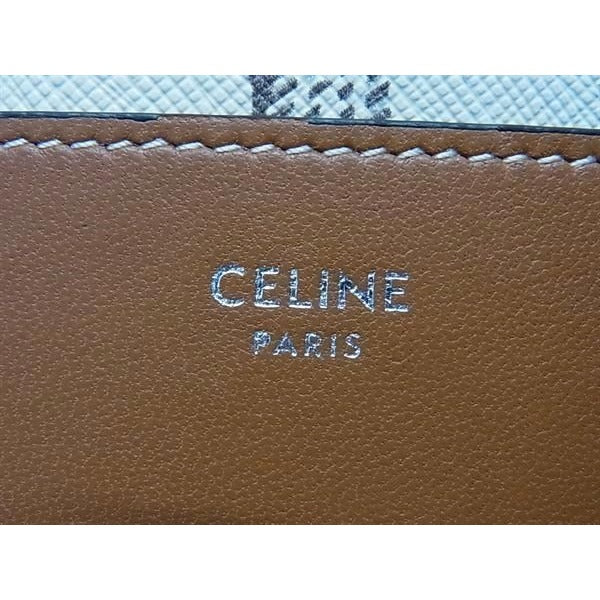 Celine Card Case Triomphe Fragment White Brown Leather — view 2
