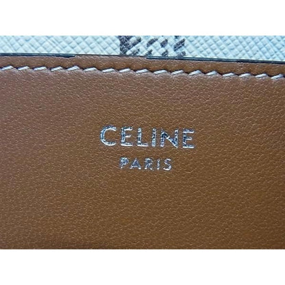 Celine Card Case Triomphe Fragment White Brown Leather — view 2