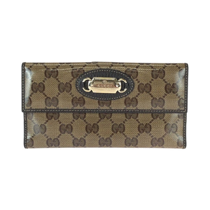 Gucci GG Crystal Brown Gold Leather Wallet